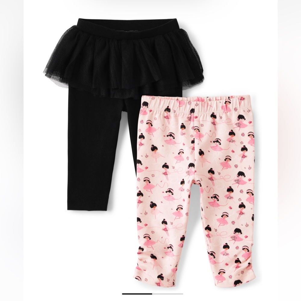 Children’s Place Baby Girl Ballerina Tutu Leggings Pants 2-Pack 3-6 Months